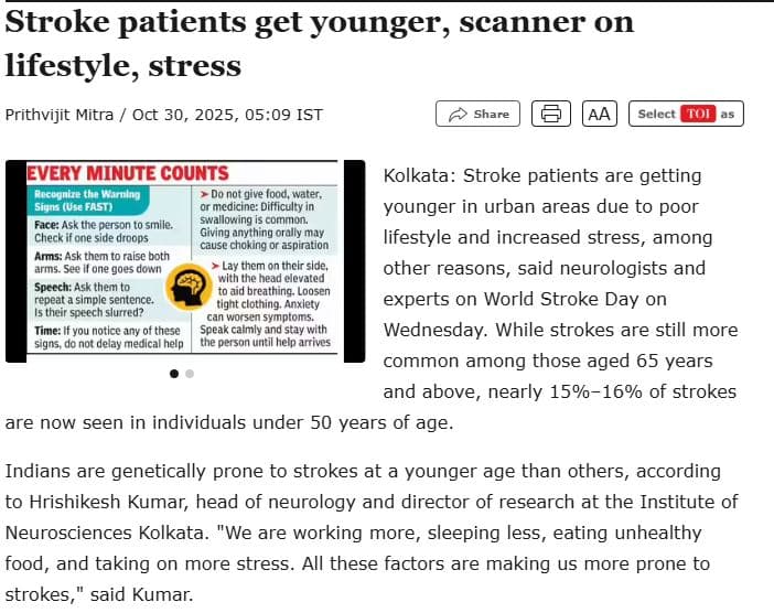 Stroke patients get younger, scanner on lifestyle, stress