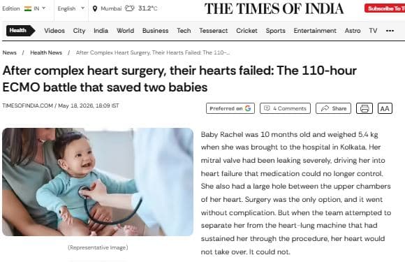After complex heart surgery, their hearts failed: The 110 hours ECMO battle that saved two babies