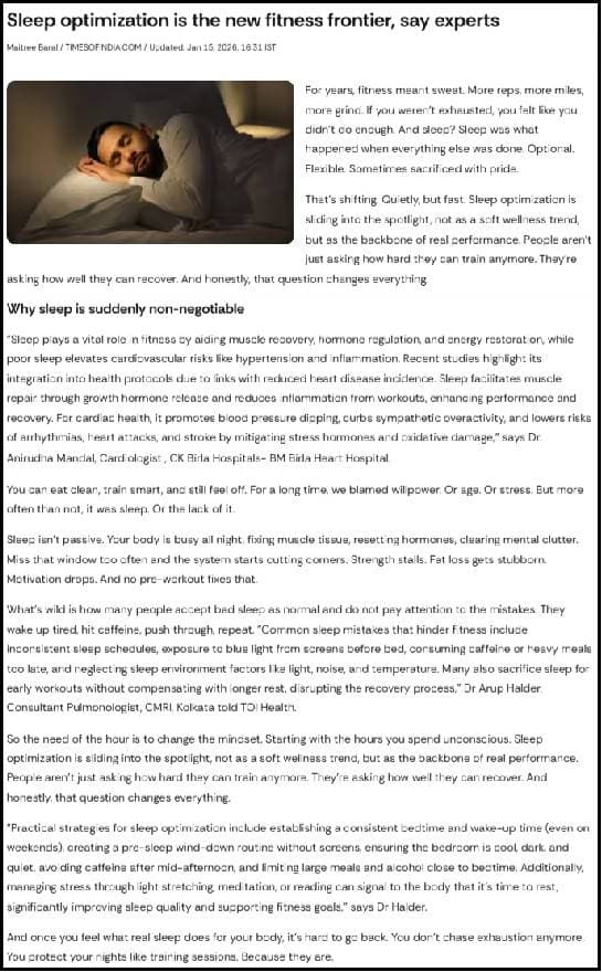 Sleep optimization is the new fitness frontier, say expert