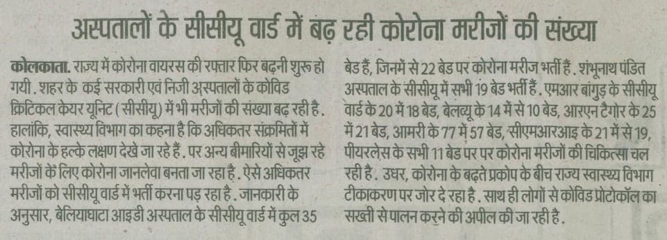 Number of covid patients are on rise in hospitals CCU