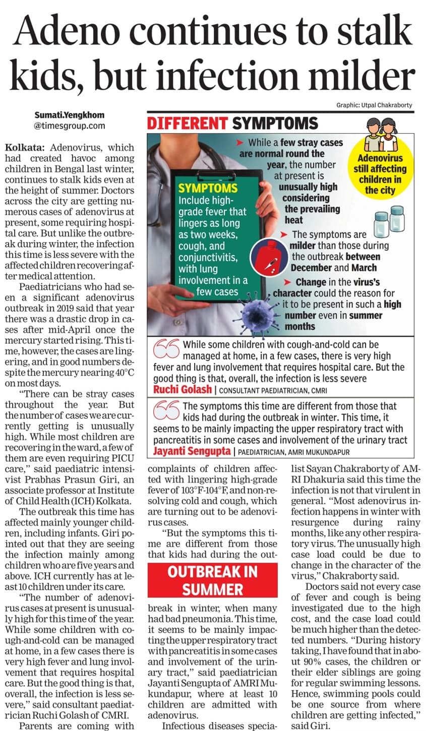 Adeno continues to stalk kids, but infection milder