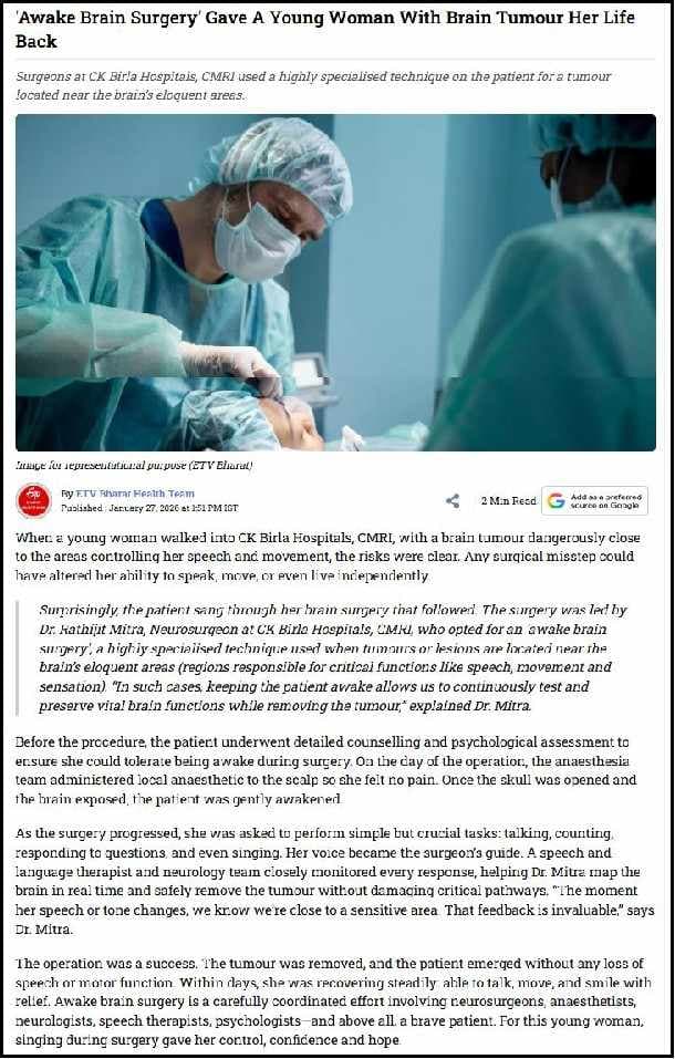 'Awake Brain Surgery' Gave A Young Woman With Brain Tumour Her Life Back